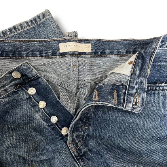 ASOS Topshop high rise button fly, ripped 5 pocket dad jeans - Picture 6 of 7